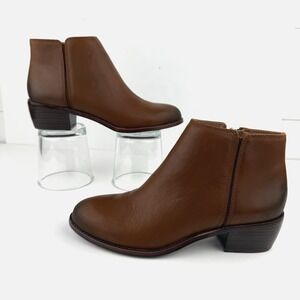 Antonio Melani Leather Ankle Bootie Boot Shoe Women US 6 M EU 36.5 Zip Up Moto